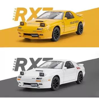 1:24 Mazda RX7 RX-7 Супер Спортивный Автомобиль Звук и Свет Инерционный Механизм Коллекция Украшения Моделирование Литая Модель Машины Литье Детская Игрушка Подарок Мальчику белый