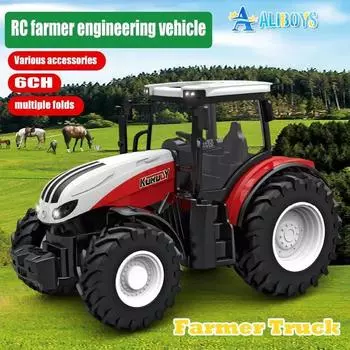 1/24 RC фермерский тракторный прицеп со светодиодной фарой игрушечный набор для фермы 2.4G с дистанционным управлением автомобиль грузовик фермерский симулятор детский подарок для мальчика