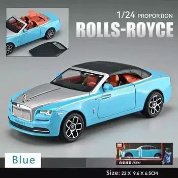 1:24 Rolls-Royce Dawn Car Model Simulation Alloy Convertible Sports Car Sound and Lighting Игрушечная машинка с инерционным механизмом для мальчика Подарочная коллекция украшений синий