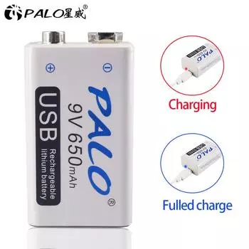 1-24 шт., 9 В, 6F22, 650 мАч, USB перезаряжаемая батарея, литиевые батарейки, микро для микрофона, мультиметра, игрушки, пульт дистанционного управления, использование KTV 1pcs