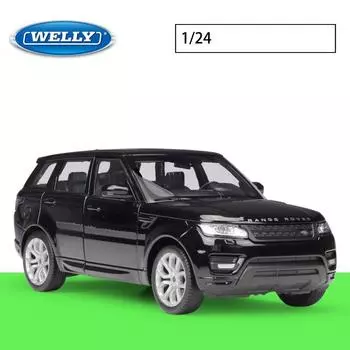 1/24 WELLY Rand Rover Range Rover Sport, модель автомобиля из сплава, литье под давлением, металлические игрушечные автомобили, модель автомобиля, коллекция высокой имитации, детские подарки 1/24- 19.5x7.8x7.3cm чёрный