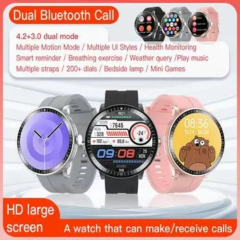 1,28-дюймовые умные часы с Bluetooth-вызовом, спортивные трековые часы Heart Rat с подсчетом шагов, для Android IOS чёрный