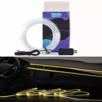1/2/3/4/5M Автомобильный USB Интерьер Ambient RGB Светодиодная лента Невидимая волоконно-оптическая атмосферная лампа Поддержка голосового управления через приложение 1M