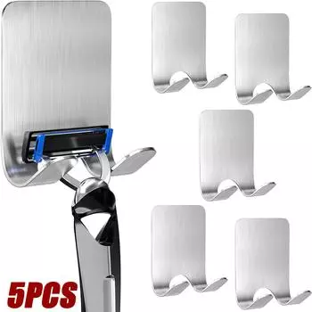 1/2/3/5PCS Shaving Razor Holder Alumium Men Shaving Shaver Storage Hook Wall Shelf Razor Rack Bathroom Kitchen Accessories 1PC прозрачный