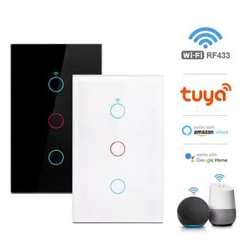 1/2/3 Gang Tuya Smart Switch Wi-Fi сенсорный датчик настенные выключатели света 100 В-240 В требуется нейтральный провод Голосовое управление Поддержка Alexa Google Home 1-Gang
