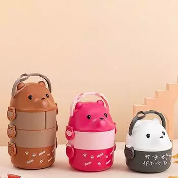 1/2/3 слоя штабелируемых Bento Box портативный милый мультяшный детский ланч-бокс контейнер для хранения еды Eyeglass Bear термо-Bento Box