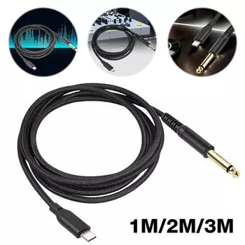1/2/3M Тип C - 6,35 мм Aux Jack шнур Тип C - 6,35 мм 1/4 дюйма TS гитарный аудио кабель для аудиозаписи бас электронное пианино 1m