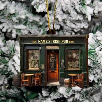 1/2/3Pcs Irish Pub Hanging Decoration Christmas Tree Hanging 3 Layers Wooden 3D Vintage 1pc