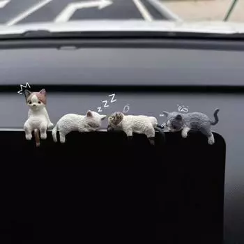 1/2/4 шт. Мини-фигурка кота, приборная панель автомобиля, центральный пульт управления, экран, крепление, спящий, лежащий, сидящий котенок 1