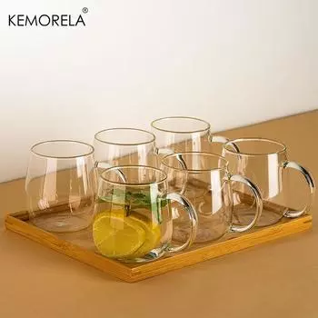1/2/4 шт. Премиальные стеклянные кофейные кружки с ручкой, прозрачные чайные стаканы для горячих/холодных напитков, идеально подходят для американо-капучино 301-400ml