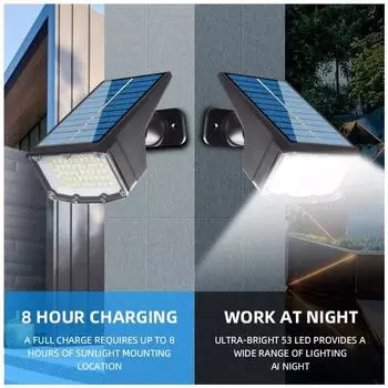 1/2/4Pcs Solar Powered 53LED Lamp Adjustable Solar Spotlight In-Ground IP65 Waterproof Landscape Wall Light Outdoor Lighting 1Pcs белый
