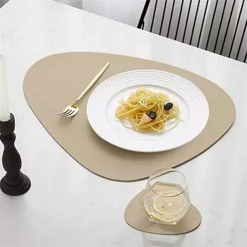 1/2/4PCS Triangle Placemat and Coaster Sets Faux Leather Luxury Table Pad Place Mat Tableware Cafe Pad Food Mat 1set