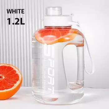 1.2 л/1.7 л/2.5 л Велосипедная бутылка для воды со шкалой Дорожный чайник Спортивная бутылка для воды Для велоспорта, спортзала 1.2L White