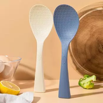 1/2 Pcs Silicone Spoon Non-stick Cooking Spoon Anti-scalding Pot Rice High-temperature-resistant Spoon Durable Kitchen Gadgets