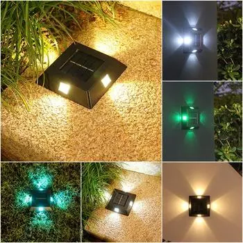 1/2 Pcs Solar Wall Lamp Outdoor Waterproof Four-sided Luminous LED Solar Powered Wall Light Night Light For Garden Balcony Decor 1 pc