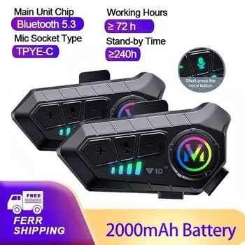 1/2 шт. Bluetooth мотоциклетный шлем интерком беспроводной интерфон Intercomunicador 2000 мАч Moto Walkie Talkie Y10 2x