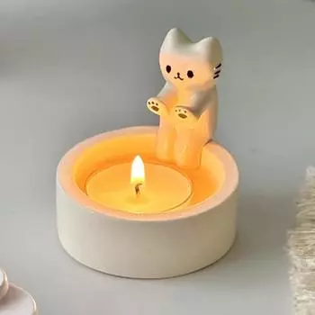1/2 шт. подсвечник с котенком, милый подсвечник для ароматерапии с котом на гриле, настольный декоративный орнамент, подарки на день рождения для любителей кошек
