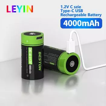 1,2 В NI-MH аккумулятор для водонагревателя, фонарик, 4000 мАч, тип C, USB аккумуляторная батарея 1pcs with usb