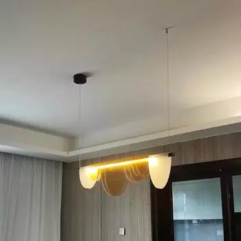 1.2m Nordic Long Dining Room Pendant Lights Amber Acrylic for Table Dining Kitchen Bar Chandelier Home Decor Lusters Luminaires Trichromatic light