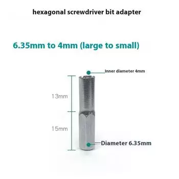 1/2Pcs 4Mm To 6.3Mm Hex Transducer Adapter Socket Magnetic Parts For Screwdriver Drill Bits Hand Tool 6.35mm to 4mm