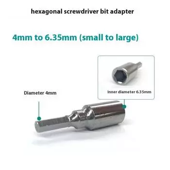 1/2Pcs 4Mm To 6.3Mm Hex Transducer Adapter Socket Magnetic Parts For Screwdriver Drill Bits Hand Tool 4mm to 6.35mm