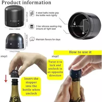 1/2Pcs Home Vacuum Wine Bottle Stopper Drinkware Bar Accessories Straw Silicone Seal Cocktail Tools Cap Glass Straws Champagne