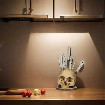 1/2Pcs Skull Knife Holder for Kitchen Fruit Chopping Knife Stand Halloween Horror Decoration Resin Kitchen Knife Storage Rack