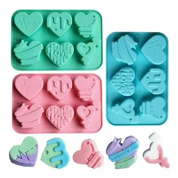 1/2шт 6 отверстий Любовь силиконовая форма для конфет DIY в форме сердца свеча мыло форма шоколадный пудинг желе торт украшение инструмент для выпечки