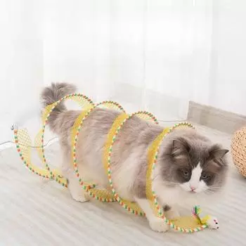 1/2шт игрушки для кошек, кошачий туннель, дразнилка, устойчивая к укусам, самоуспокоение, мышь, перо, лагуна, складная игрушка для кошек, товары для кошек синий