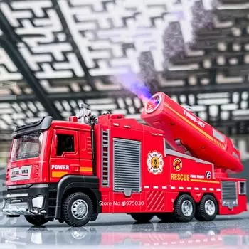 1/32 Spray Fire Engineering Truck игрушечная модель автомобиля литой сплав двери открываются звук свет резиновые шины коллекция транспортных средств детский подарок