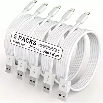 1/3/5 шт USB-кабель для iPhone 14 13 12 11 Pro Max Plus XR Xs Max USB-кабель Lightning 6.6FT Быстрый кабель для зарядки Провода Аксессуары 2m