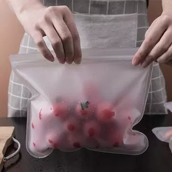 1/3/5Pcs Silicone Food Storage Bag Reusable Stand Up Zip Shut Bag Leakproof Containers Fresh Bag Food Storage Bag Ziplock Bag 1PC
