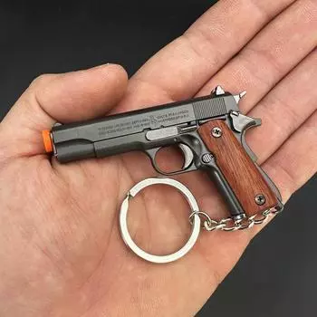 1:3 цельнометаллических брелока 1911 года с выбрасывателем гильз, рукоятка из цельного дерева, игрушечный коллекционный пистолет, брелок для подарка