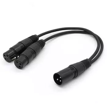 1 3-контактный XLR-папа на два XLR-разъема, Y-образный кабель, микрофонный разветвитель, 0,3 м