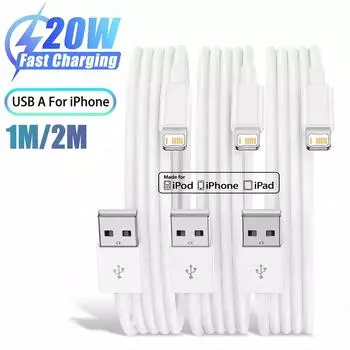 1-3 шт. 20 Вт USB-кабель для быстрой зарядки 3,3 фута/6,6 фута для iPhone 14 13 12 11 Pro 7 8 Plus Max Xr Xs X телефонный кабель для синхронизации данных зарядное устройство провод шнур 1m