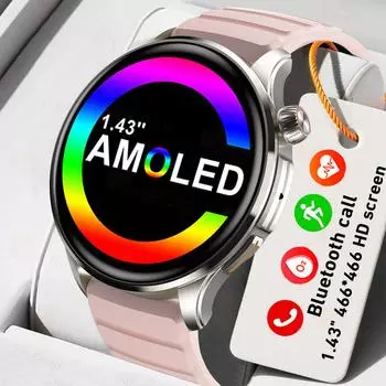1,43-дюймовый Amoled сенсорный экран Смарт-часы для мужчин 100+ режим спорта Экран всегда отображает водонепроницаемый Bluetooth Звонки Смарт-часы для женщин