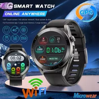 1,45-дюймовые 4G умные часы для звонков, GPS, Wi-Fi, камера, пульсометр, кислород в крови, температура тела, водонепроницаемые спортивные мужские умные часы RAM 2GB ROM 16GB
