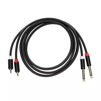 1 4-дюймовый двойной RCA-кабель с двумя TS-портами, 4,9 фута, 6,35 мм, кабель с 2 портами RCA на 2 порта TS, стереошнур