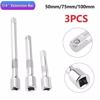 1/4 Inch Chromed Steel Extension Bar Socket Wrench 50MM 75MM 100MM Drive Ratchet Socket Wrench Power Drill Adapter CHINA