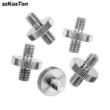1/4 Male to 1/4 Male To 3/8 Male Threaded Screw Adapter Tripod Double Head Stud Converter Camera Cage Monopod Ballhead Light Universal
