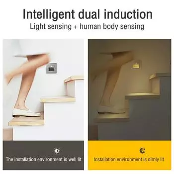 1-4 PCS PIR Motion Sensor Stair Lights Infrared Human Body Induction LED Wall Lamps Recessed Hallway Steps Night Light Bedroom 1pcs&Warm White Light белый
