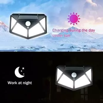 1-4Pcs 100 LED Solar Wall Light Outdoor Solar Lamp PIR Motion Sensor Solar Powered Sunlight Street Lantern for Garden Decoration