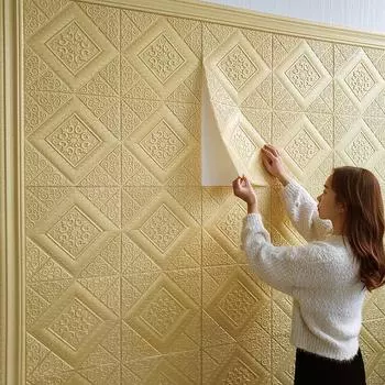1/5/10 шт. 35*35 см обои кирпич 3D стикер на стену пена самоклеящаяся DIY Декор для гостиной водостойкая бумага 1Pcs 35*35cm белый
