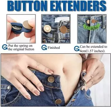 1/5/10 шт. металлические удлинители пуговиц для брюк, джинсов, бесплатное шитье, регулируемые выдвижные удлинители талии, расширитель пояса на пуговицах 1PCS серебряный