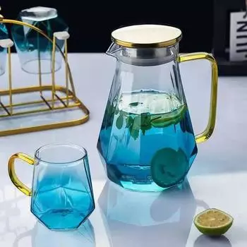 1,5 л цветной стеклянный чайник Diamond Glass, домашний графин для воды, термостойкий чайник, кувшин для горячей и холодной воды, кофейник