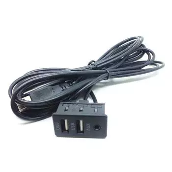 1,5 м двойной USB автомобильный удлинитель AUX кабель адаптер для зарядки мобильного телефона чёрный