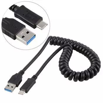 1,5 м высокоскоростной удлинительный кабель USB 3.0 Male to USB-C / Type-C Male с выдвижной пружиной
