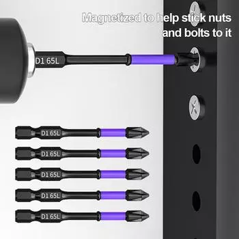 1/5/pcs Magnetic Batch Head Impact Driver Bit Set Strong Cross High Hardness Drill Bit Anti Non-slip D1 Screwdriver Bit Set