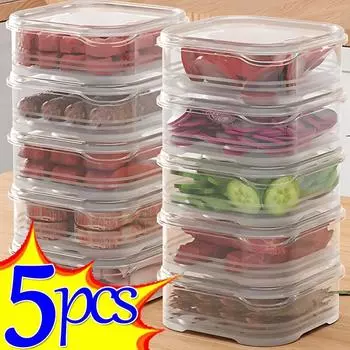 1/5 шт. небольшие коробки для хранения продуктов, холодильник, замороженное мясо, овощи, коробка для свежего хранения, прозрачная кухонная герметичная коробка для хранения