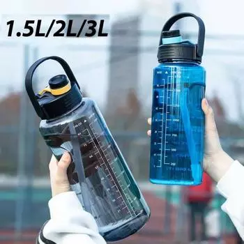 1.5L/2L/3L Sports Water Bottle Portable Leakproof Large Capacity Water Jugs Lightweight with Time Marker Clear Drink Bottle other
